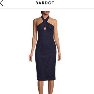 BARDOT Navy Lace Corset Dress